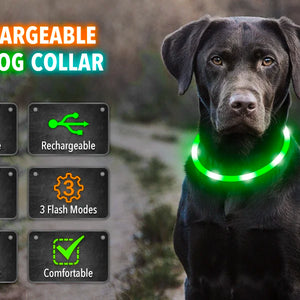 USB Rechargeable Luminous Collar Adjustable Led Glowing Dog Collar for Large Small Dogs Cat Night Light Collar Pet Safety Harnes