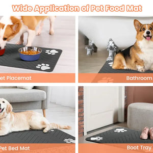 Pet Feeding Mat-Absorbent Pet Placemat for Food and Water Bowl, with Waterproof Rubber Backing, Quick Dry Water Mat for Dog Cat