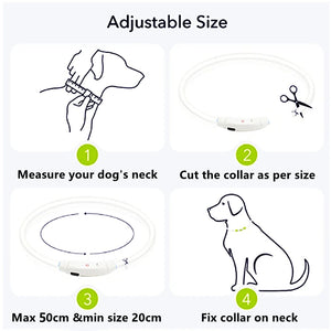 USB Rechargeable Luminous Collar Adjustable Led Glowing Dog Collar for Large Small Dogs Cat Night Light Collar Pet Safety Harnes